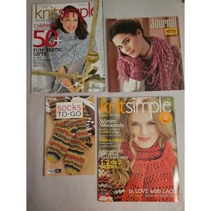 KNITTING Magazines Books Lot of 4 Socks, Knit Simple Winter